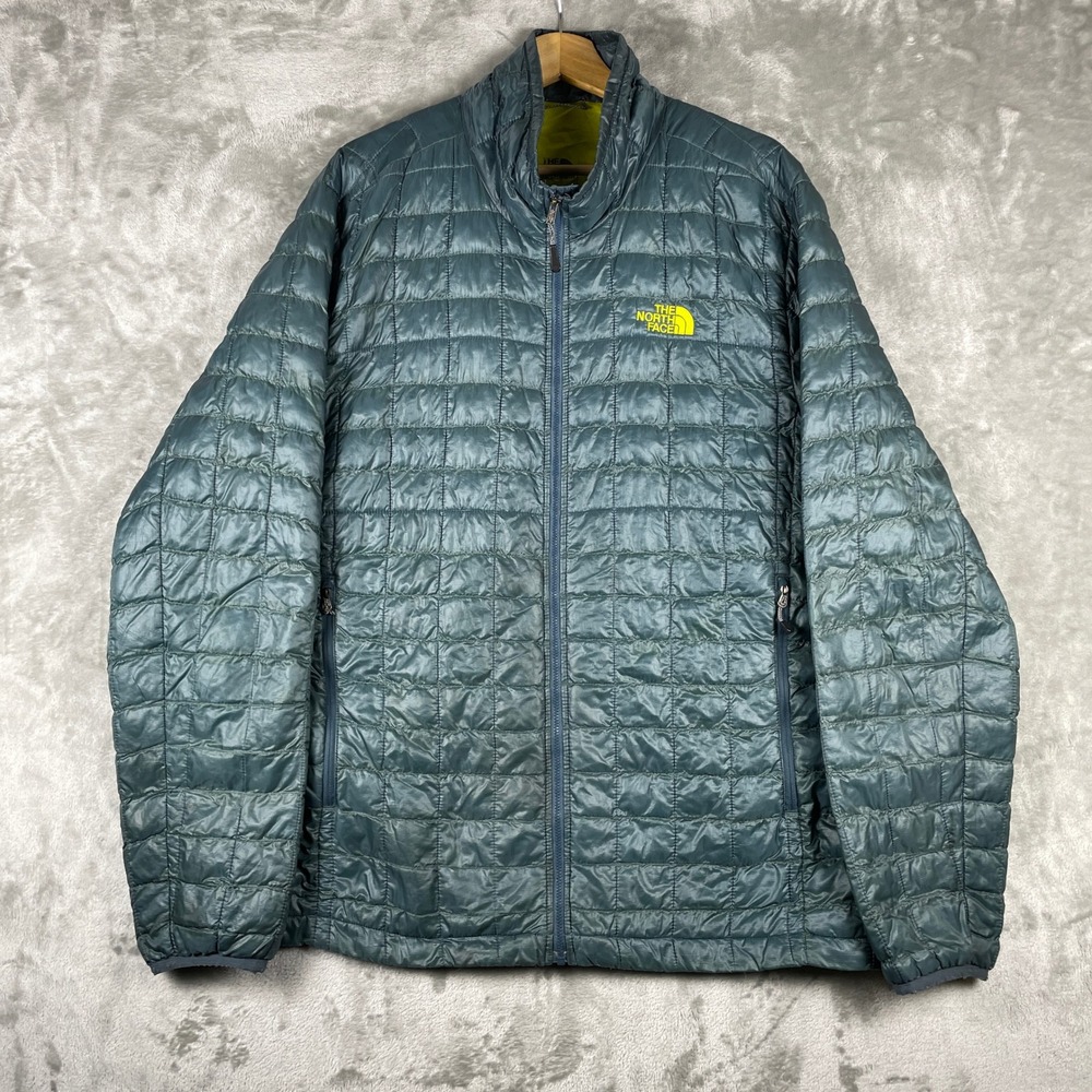 The North Face Thermoball Puffer Jacket Mens XL Blue Full Zip Quilted A7ZG